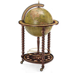 ZOFFOLI Globes EXPLORA OLIVE GREEN, Floor-Standing Globe Bar, Elegant Globe With Drinks Cabinet