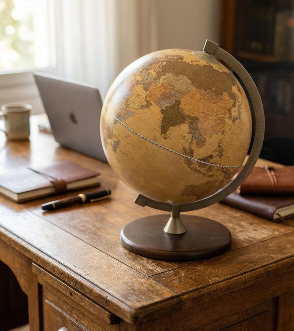 ZOFFOLI Globes JAMES COOK APRICOT, Desktop Elegant Decorative Globe, Educational Tool
