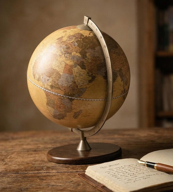 ZOFFOLI Globes JAMES COOK APRICOT, Desktop Elegant Decorative Globe, Educational Tool