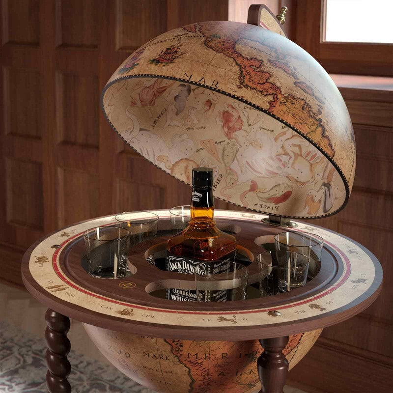 ZOFFOLI Globes EXPLORA HONEY BROWN, Floor-Standing Globe Bar, Classic And Elegant Design