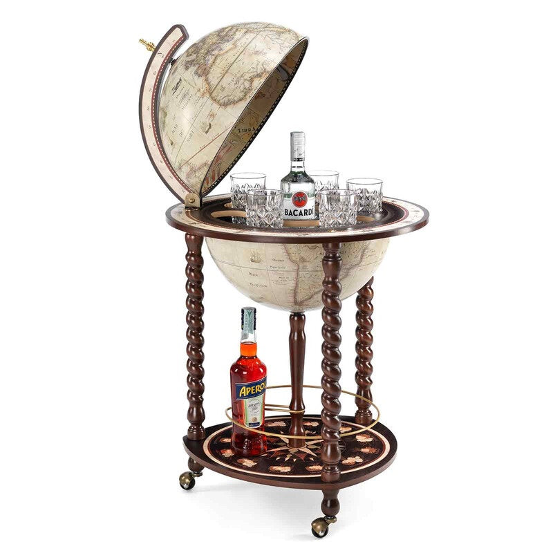 ZOFFOLI Globes EXPLORA - OLD WHITE, Floor-Standing Globe Bar, Antique White Finish & Vintage Effect