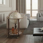 ZOFFOLI Globes EXPLORA - OLD WHITE, Floor-Standing Globe Bar, Antique White Finish & Vintage Effect