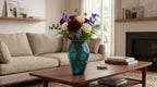 EHAIKA Glass Flower Vase With Strait Cut Patterned - Green Color