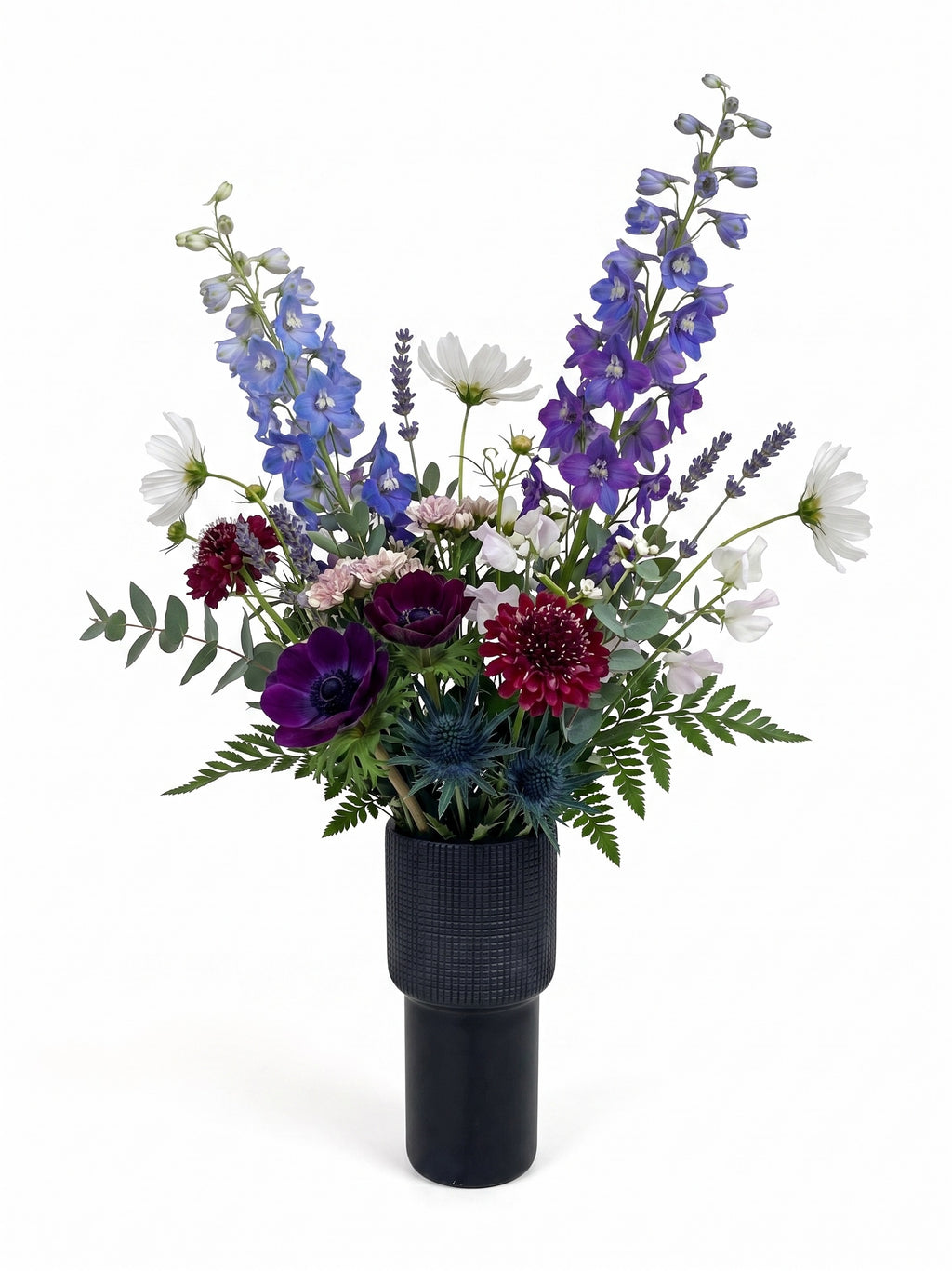 EHAIKA Glass Flower Vase With Checkered Cut Patterned Mushroom Designed – Black Colour (Small)