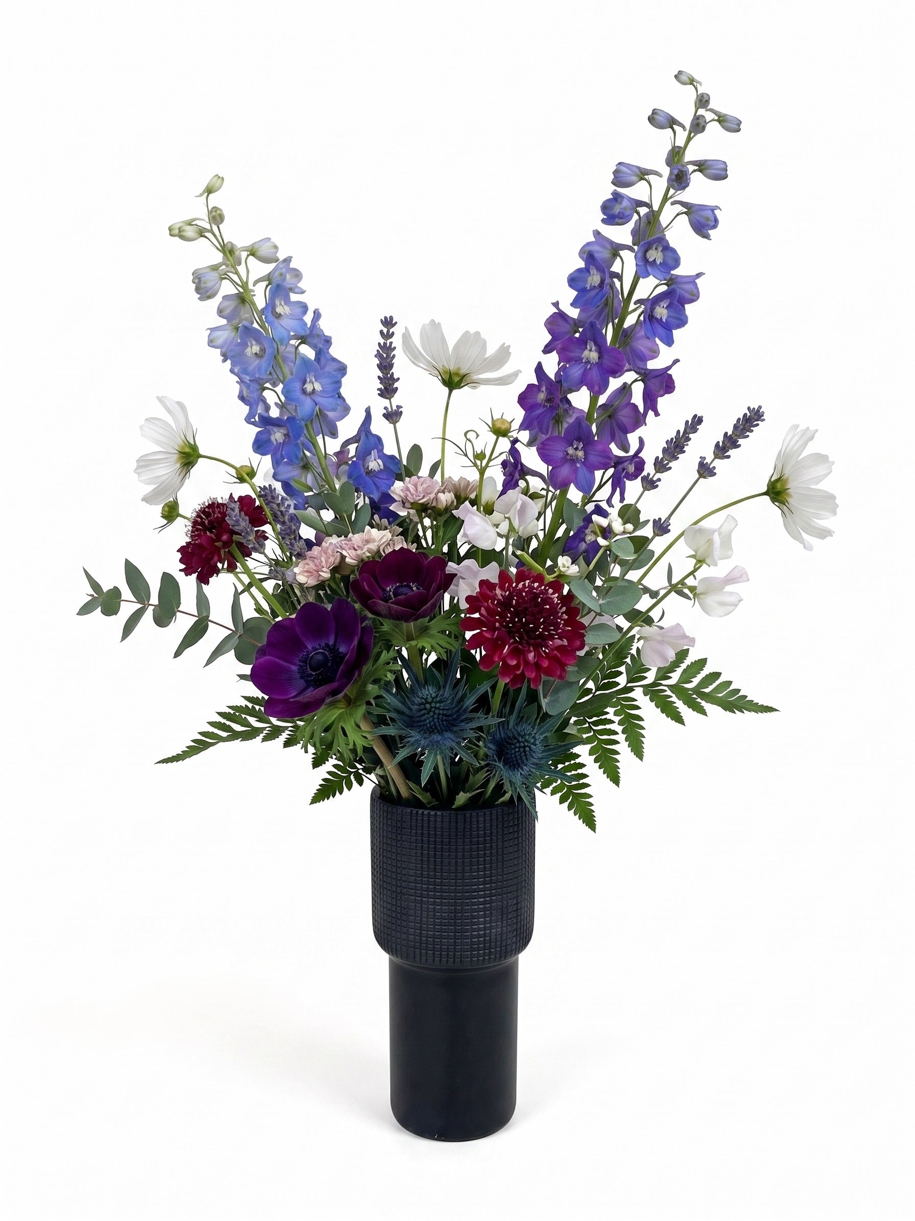 EHAIKA Glass Flower Vase With Checkered Cut Patterned Mushroom Designed – Black Colour (Small)