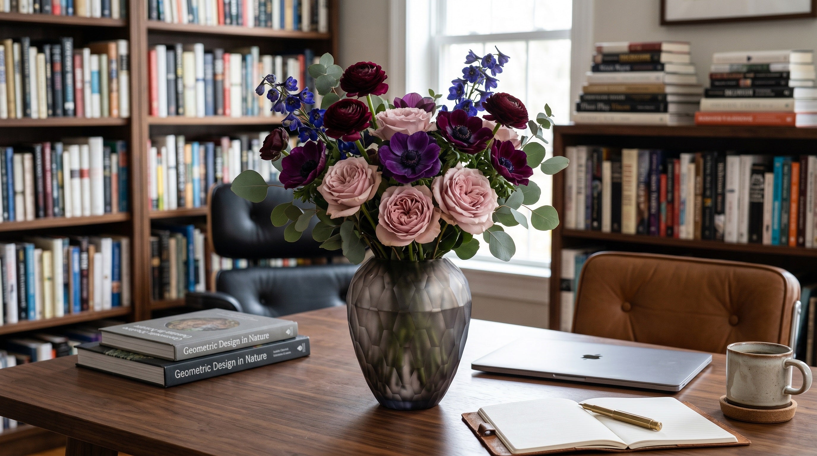 EHAIKA Glass Flower Vase With Gulla Cut Patterned - Burgundy Color (Small)