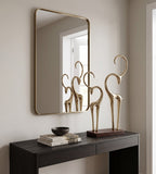 EHAIKA Golden Reindeer Aluminium Sculpture With Natural Solid Wood Base - Valentine's Day Couples Home Office Gifts