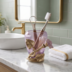 EHAIKA Toothbrush Holder – Enamelled Aluminium Morning Glory Flower With Ombre Lilac Coloured Class