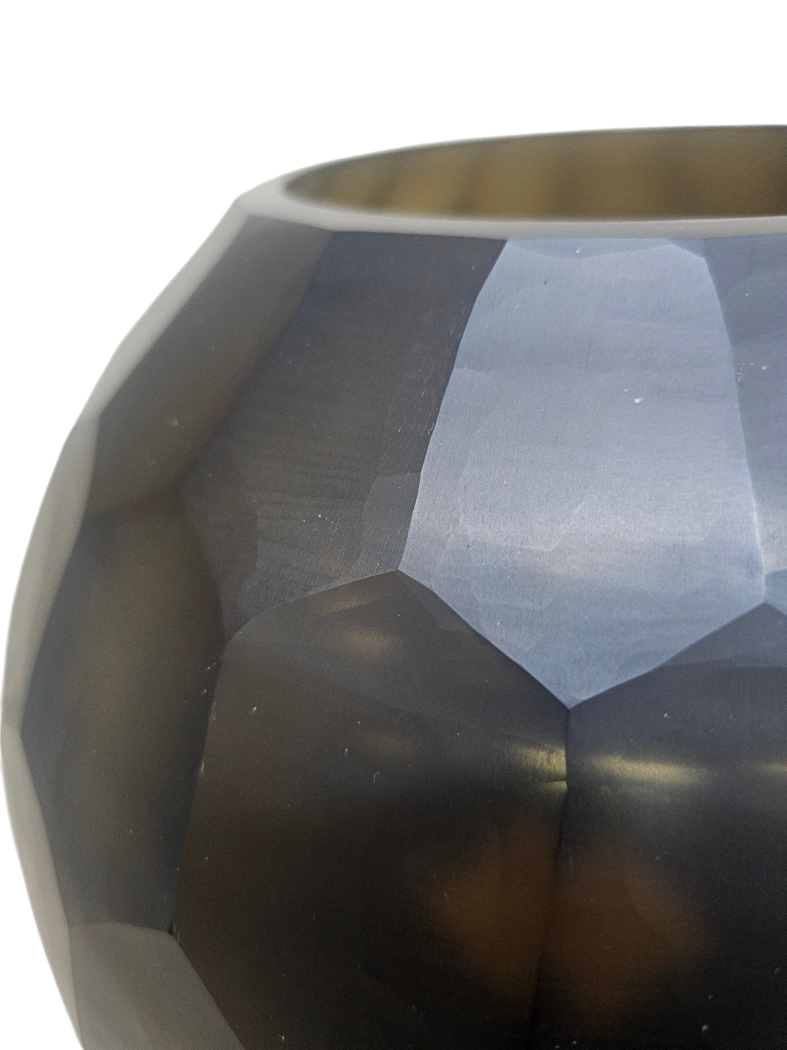 EHAIKA Large Glass Flower Vase Bowl With Honeycomb Cut Patterned, Small Opening Designed - Black Colour