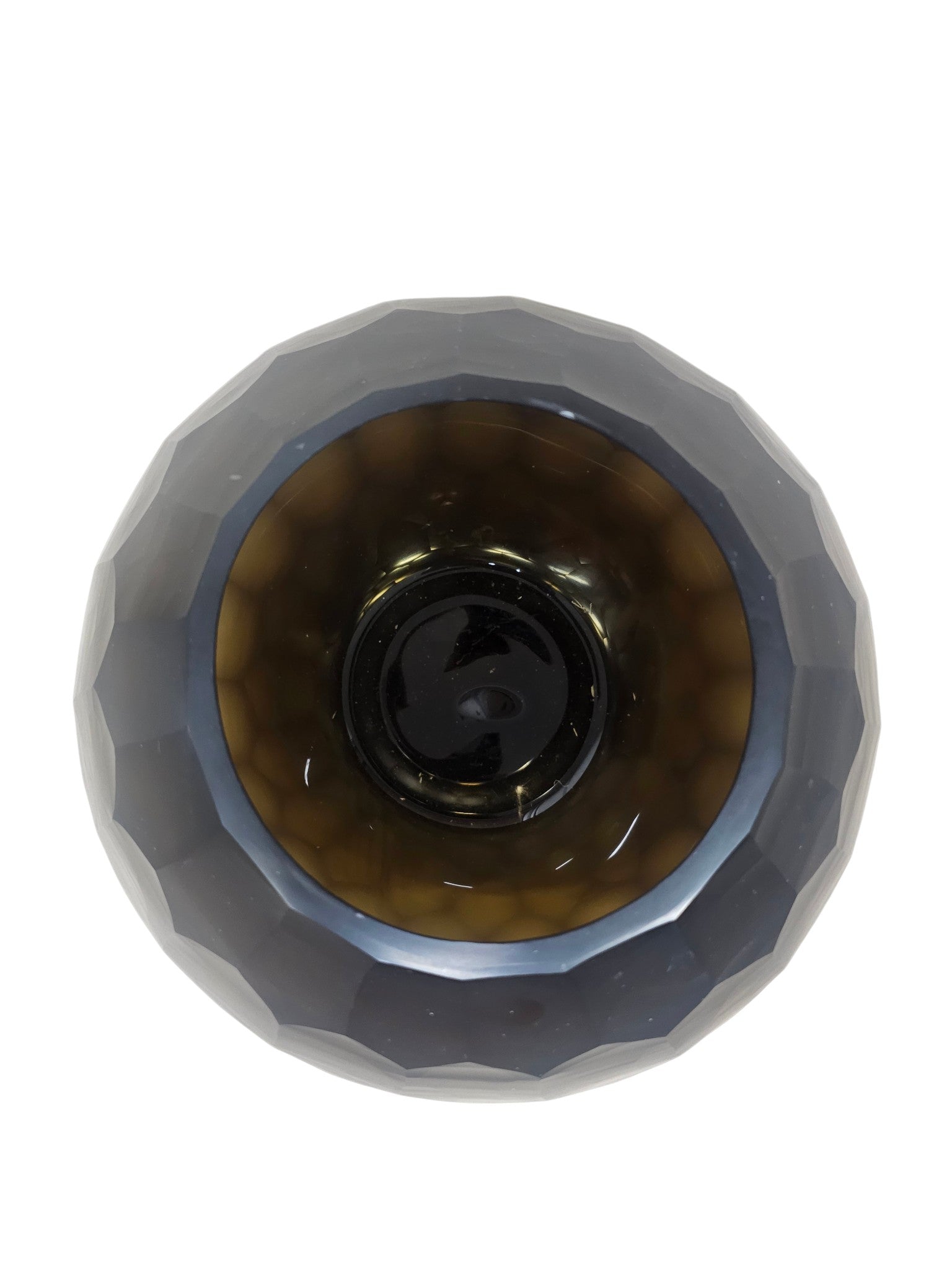 EHAIKA Large Glass Flower Vase Bowl With Honeycomb Cut Patterned, Small Opening Designed - Black Colour