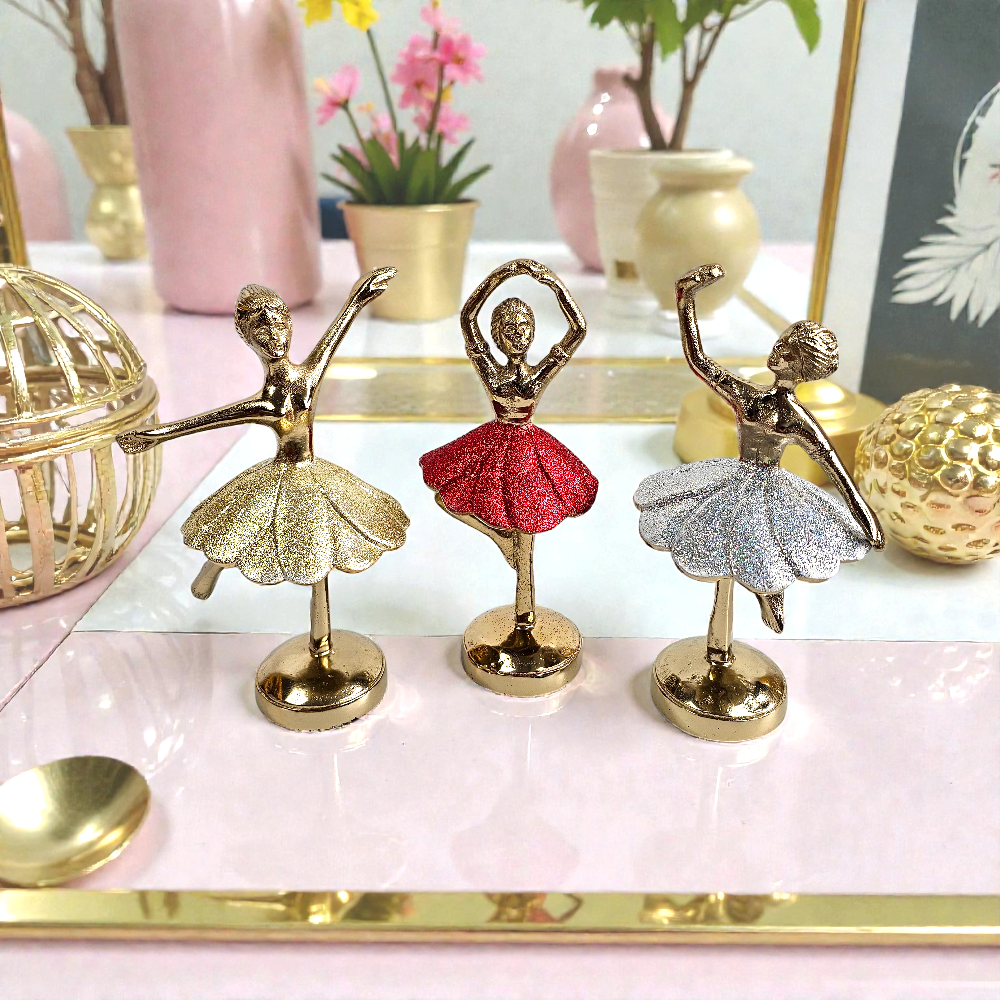 EHAIKA Ballerina Figurines (Small - Set of 3) – Home Office Table Top Lady Ballet Dancer Sculpture Display Decoration Gift