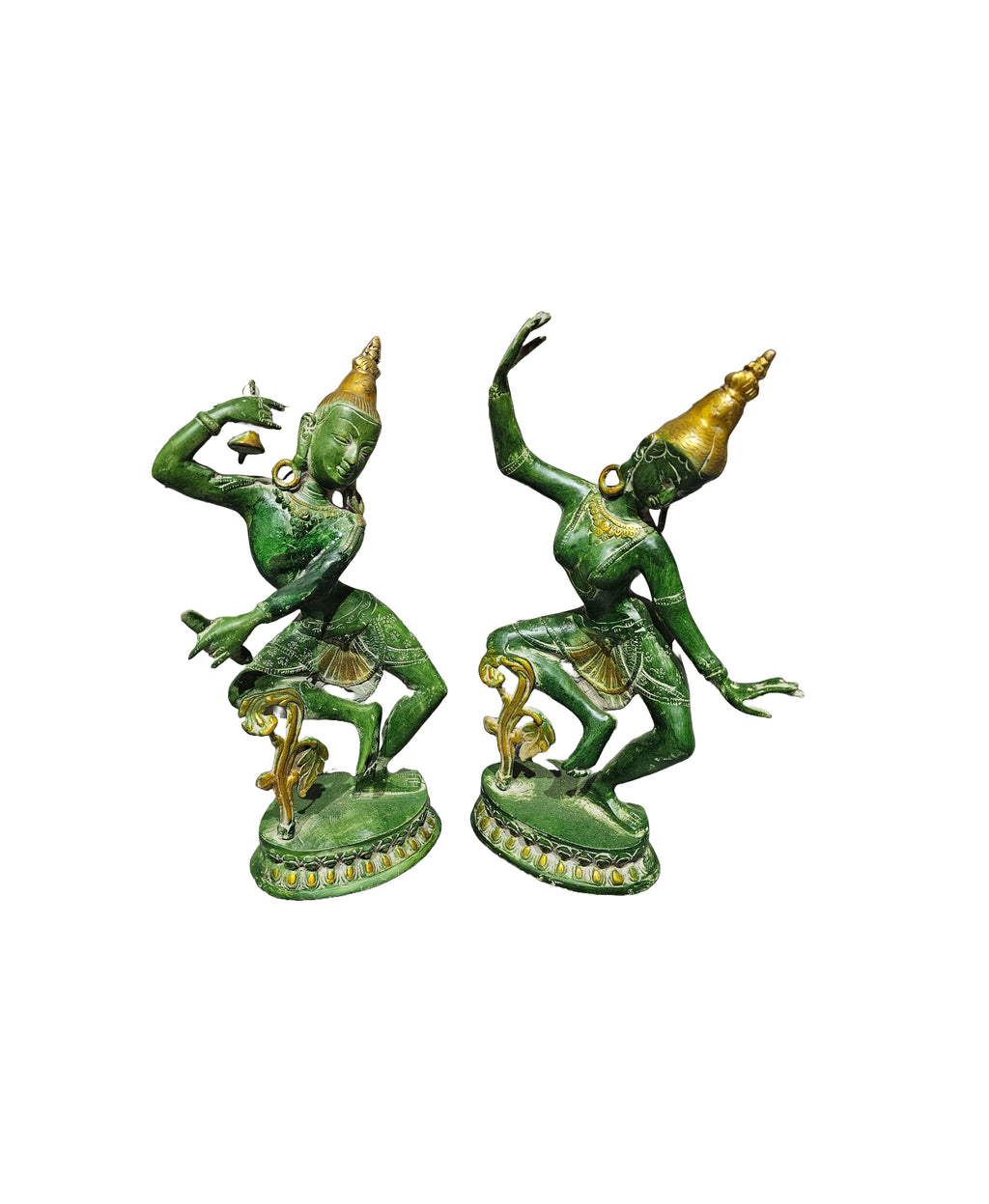 A set of beautiful divine ancient lady dancing brass sculpture from India buy on-line in Singapore