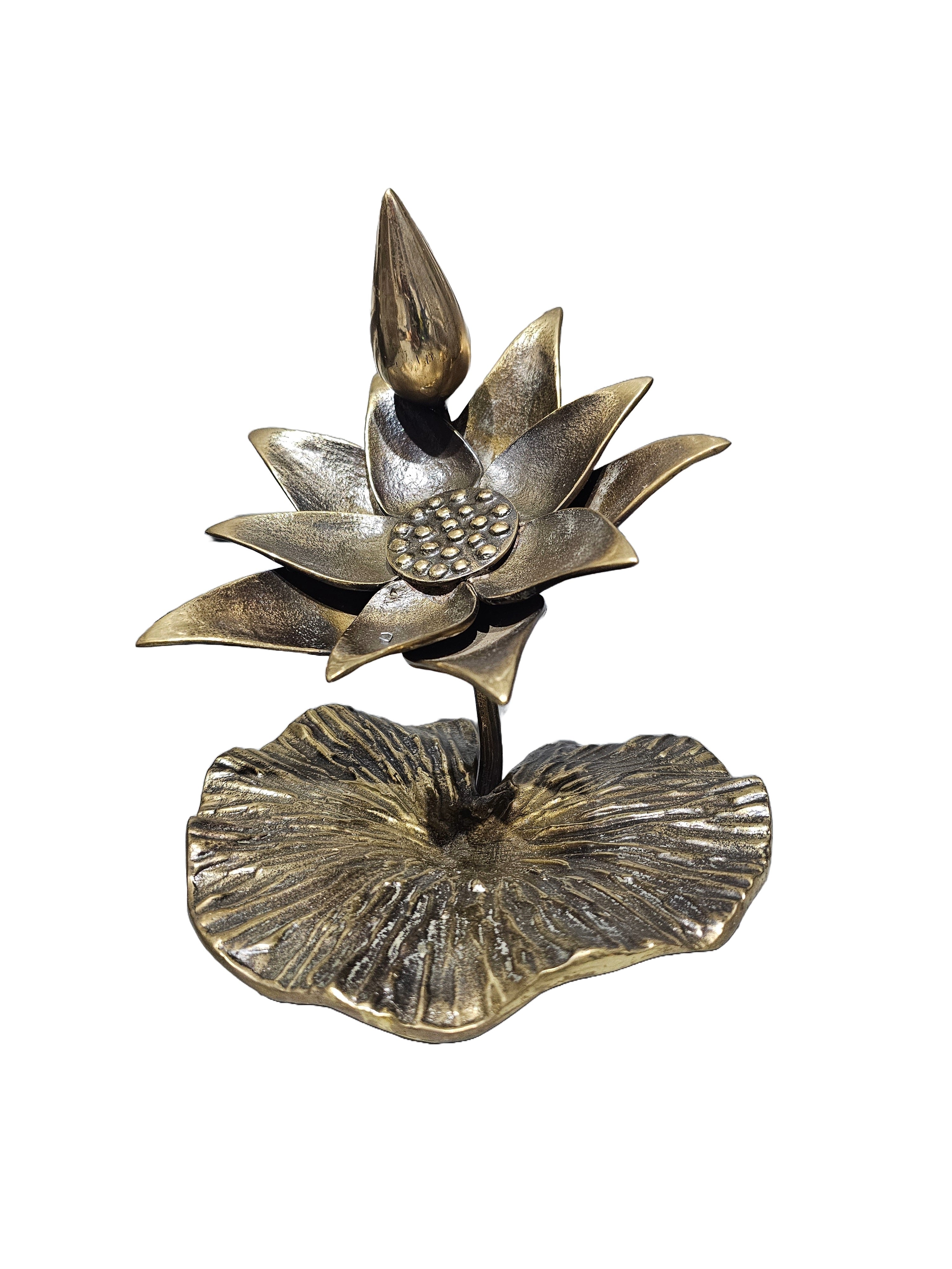 Hand crafted high-quality brass bronze gold leaf flower jewellery bowl display decoration in Singapore