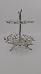 EHAIKA Sea Coral 2 Tier Snack /Cake Server Stand - Aluminium Decorative Dinning Tableware