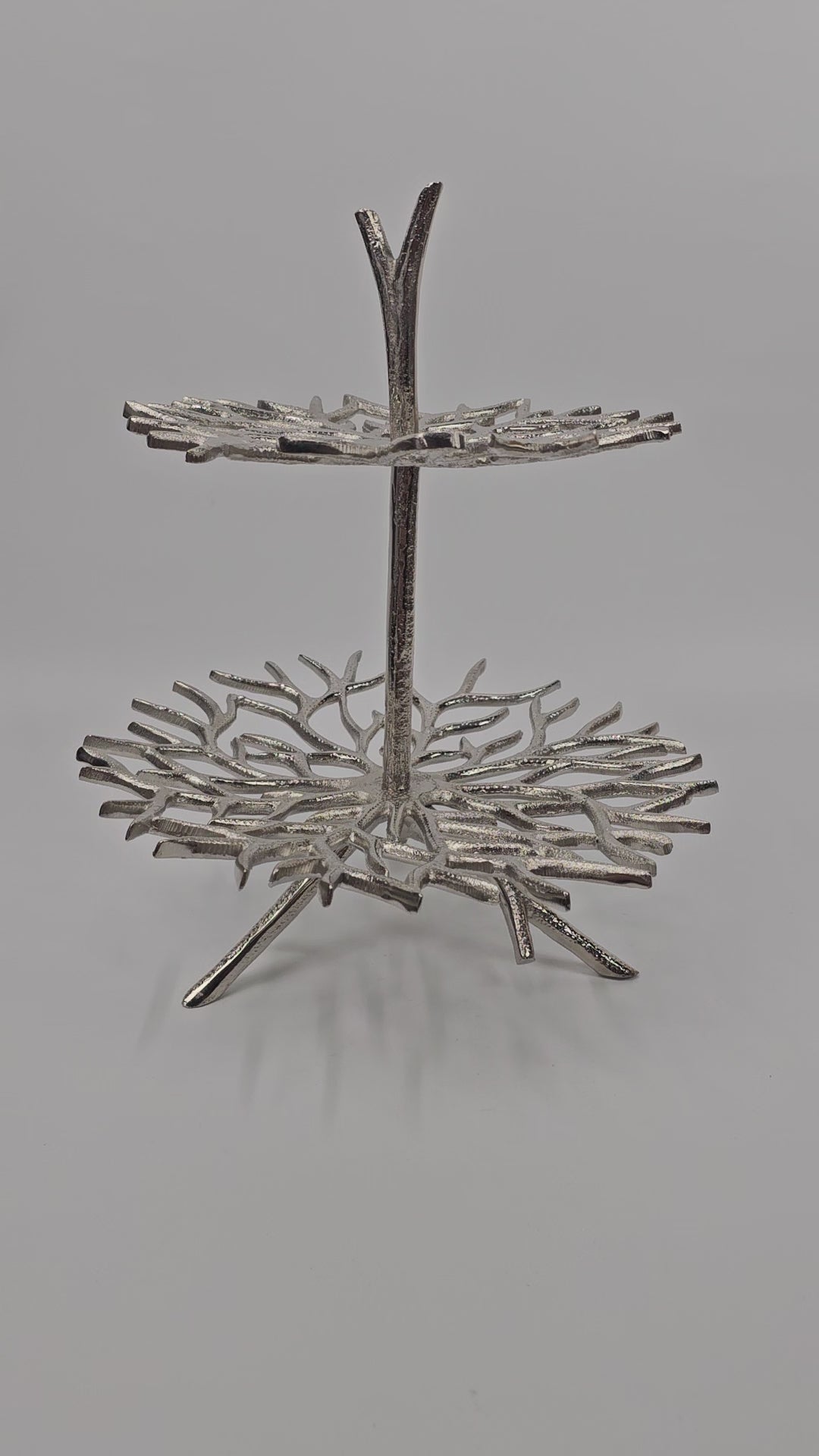 EHAIKA Sea Coral 2 Tier Snack /Cake Server Stand - Aluminium Decorative Dinning Tableware