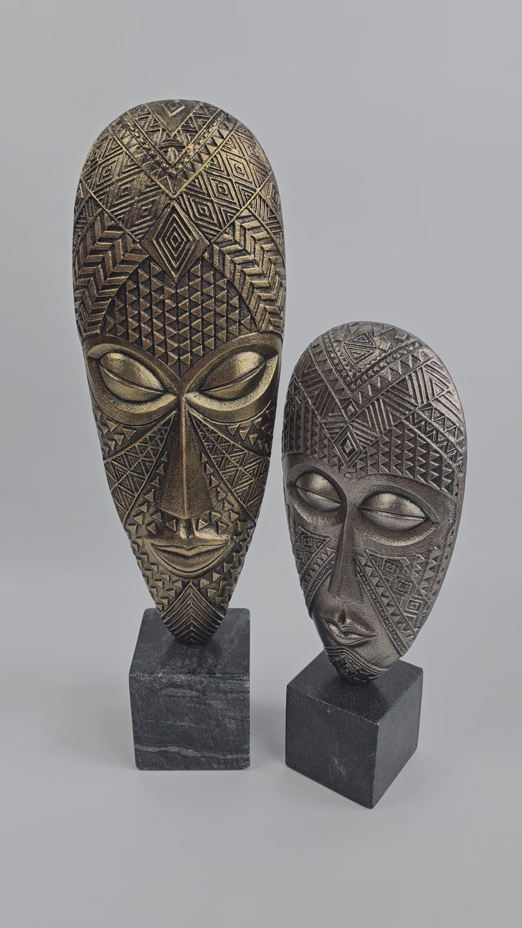 EHAIKA Tribal Mask Set - Aluminium Sculpture With Natural Marble Base – Home Office Table-top Elegance Design Decoration (Copy)