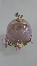 EHAIKA Cake Dome – Enamelled Aluminium Morning Glory Flower With Ombre Lilac Coloured Class