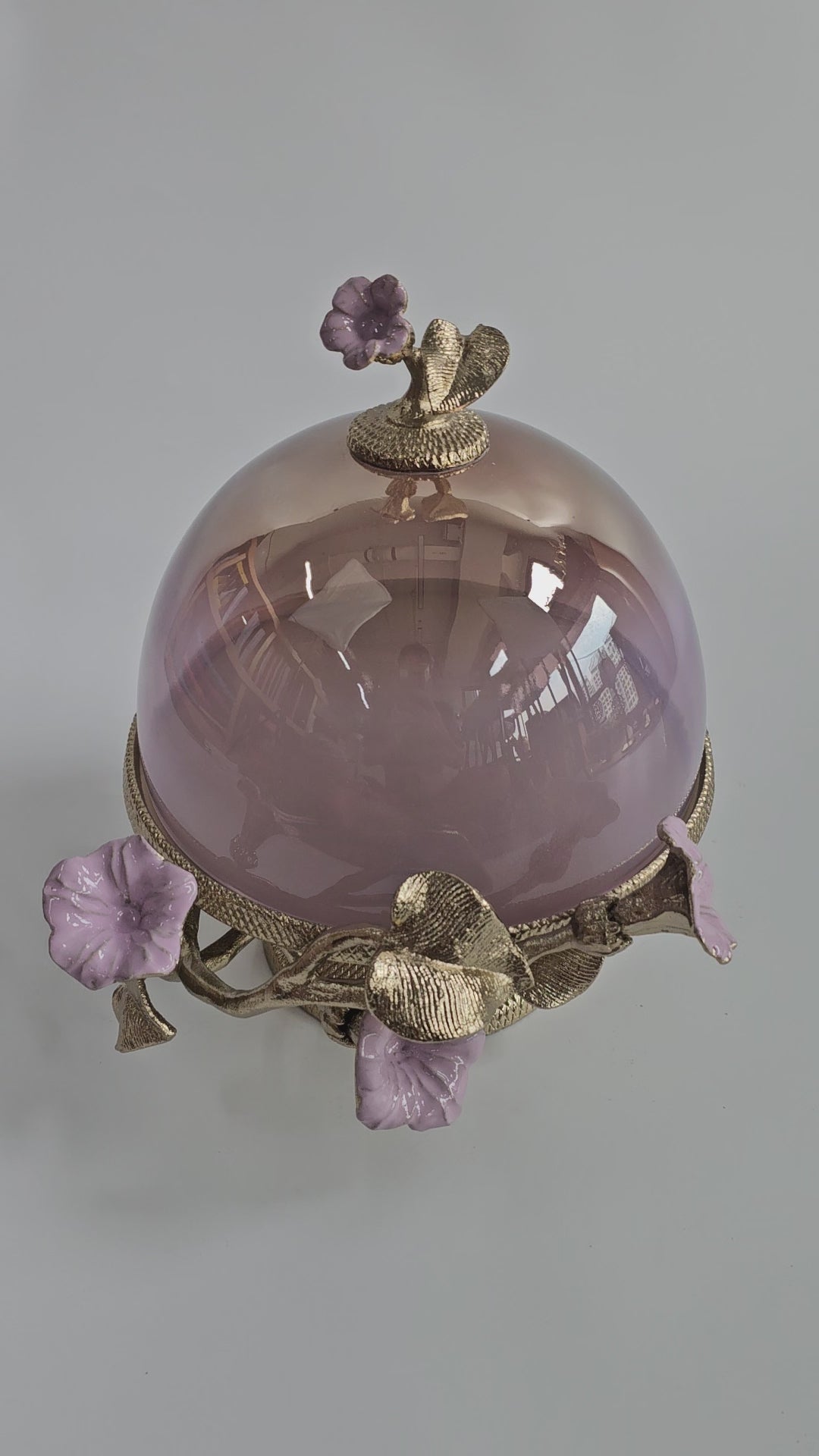 EHAIKA Cake Dome – Enamelled Aluminium Morning Glory Flower With Ombre Lilac Coloured Class