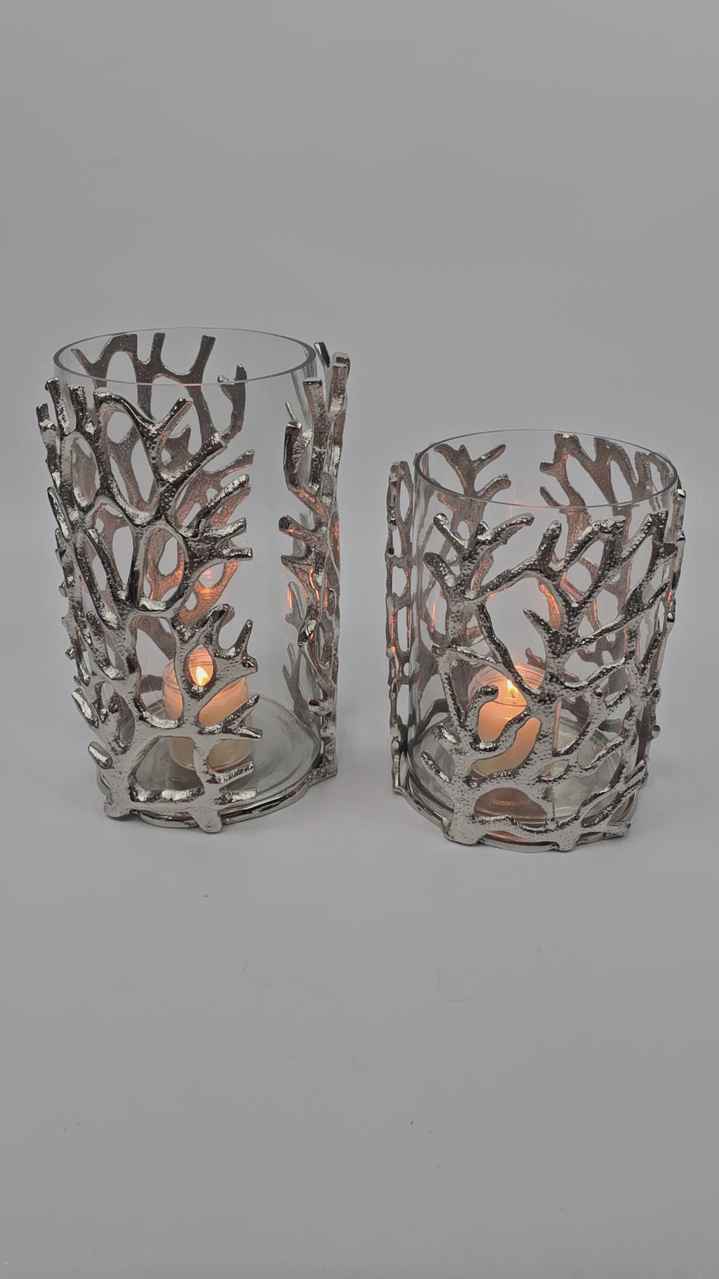 EHAIKA Sea Coral (Small) Flower Vase / Candle Holder With Glass Insert - Aluminium Tabletop Decoration