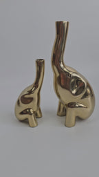 EHAIKA Golden Elephant Bud Vase (Small) Aluminium Sculpture - Single Flower Home Office Table-top Display Decoration