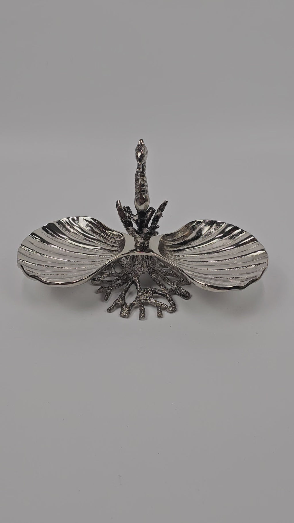 EHAIKA Seahorse 2 Section Nuts / Snack Server Plates - Aluminium Decorative Dinning Tableware