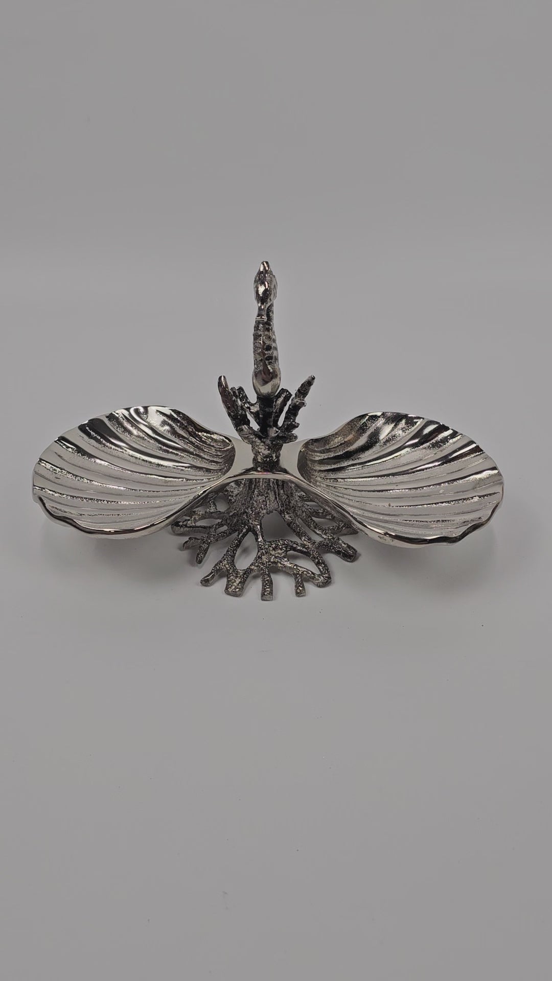 EHAIKA Coral Sea Shell 3 Section Nuts / Snack Server Plates - Aluminium Decorative Dinning Tableware