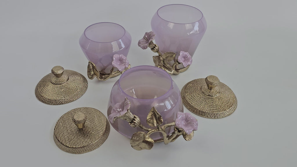 EHAIKA Jar – Enamelled Aluminium Morning Glory Flower With Ombre Lilac Coloured Class