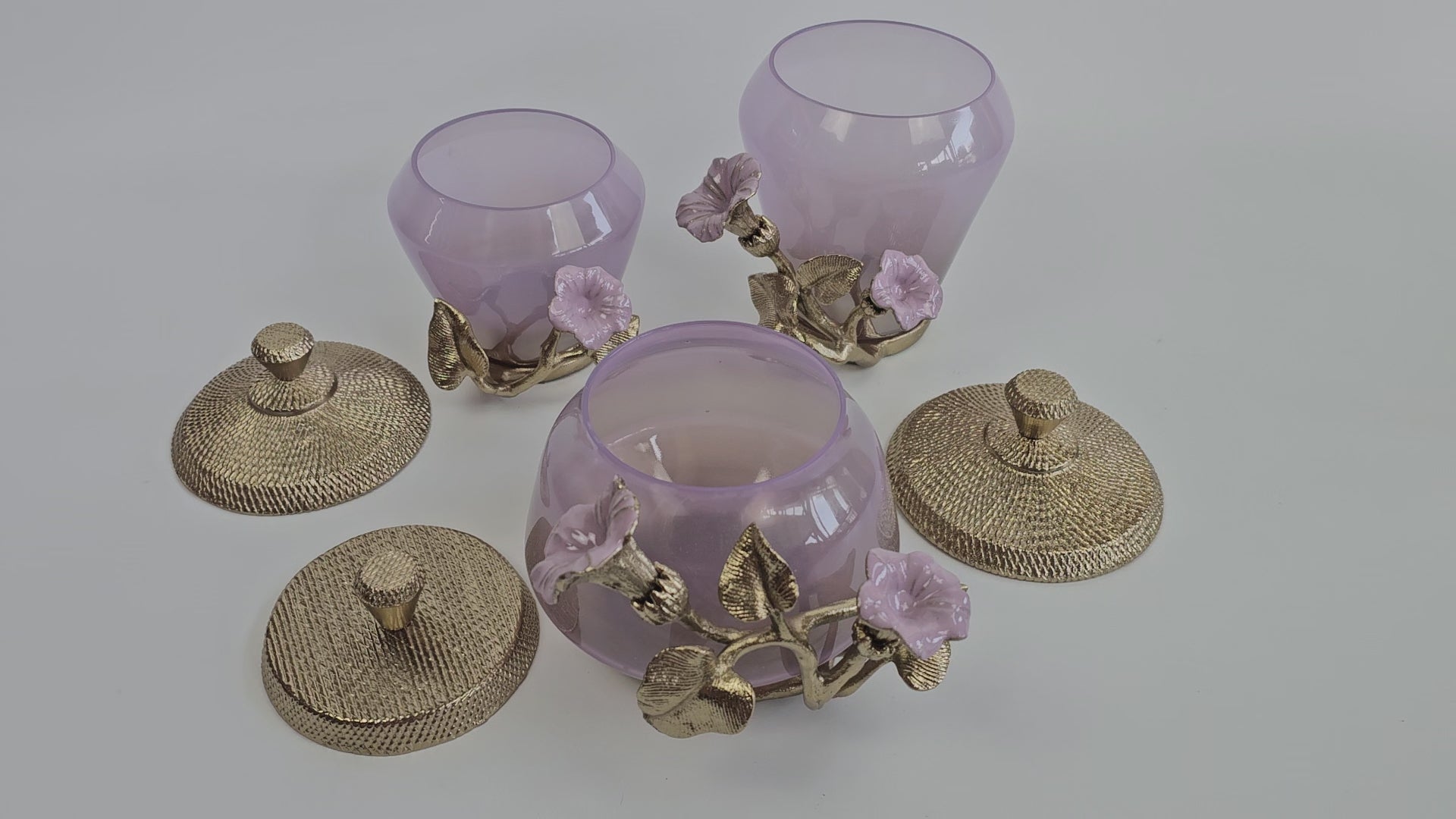 EHAIKA Jar – Enamelled Aluminium Morning Glory Flower With Ombre Lilac Coloured Class