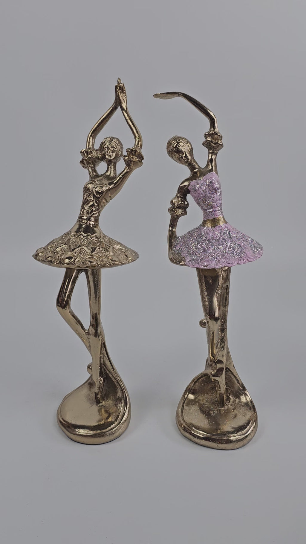 EHAIKA Ballerina Gold & Pink Statue (Big - Set of 2) – Home Office Table Top Lady Ballet Dancer Sculpture Display Decoration Gift