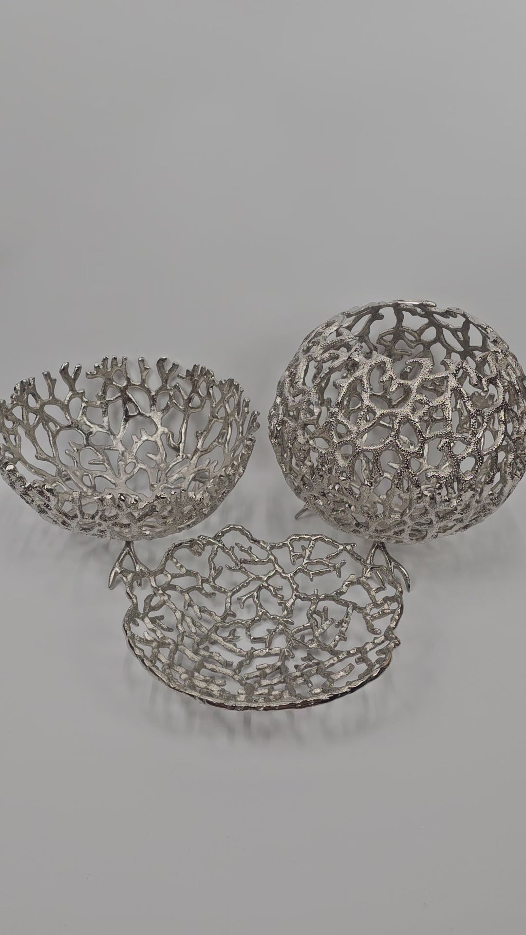 EHAIKA Sea Coral Design Serving Plate / Bowl (Set of 3) - Dinner Party, Aluminium Dinning Tableware