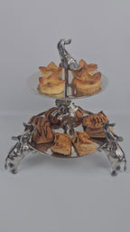 EHAIKA 2 Tier Cake / Fruits Serving Plate On Elephant Sculpture - Safari Decorative Serving Tableware