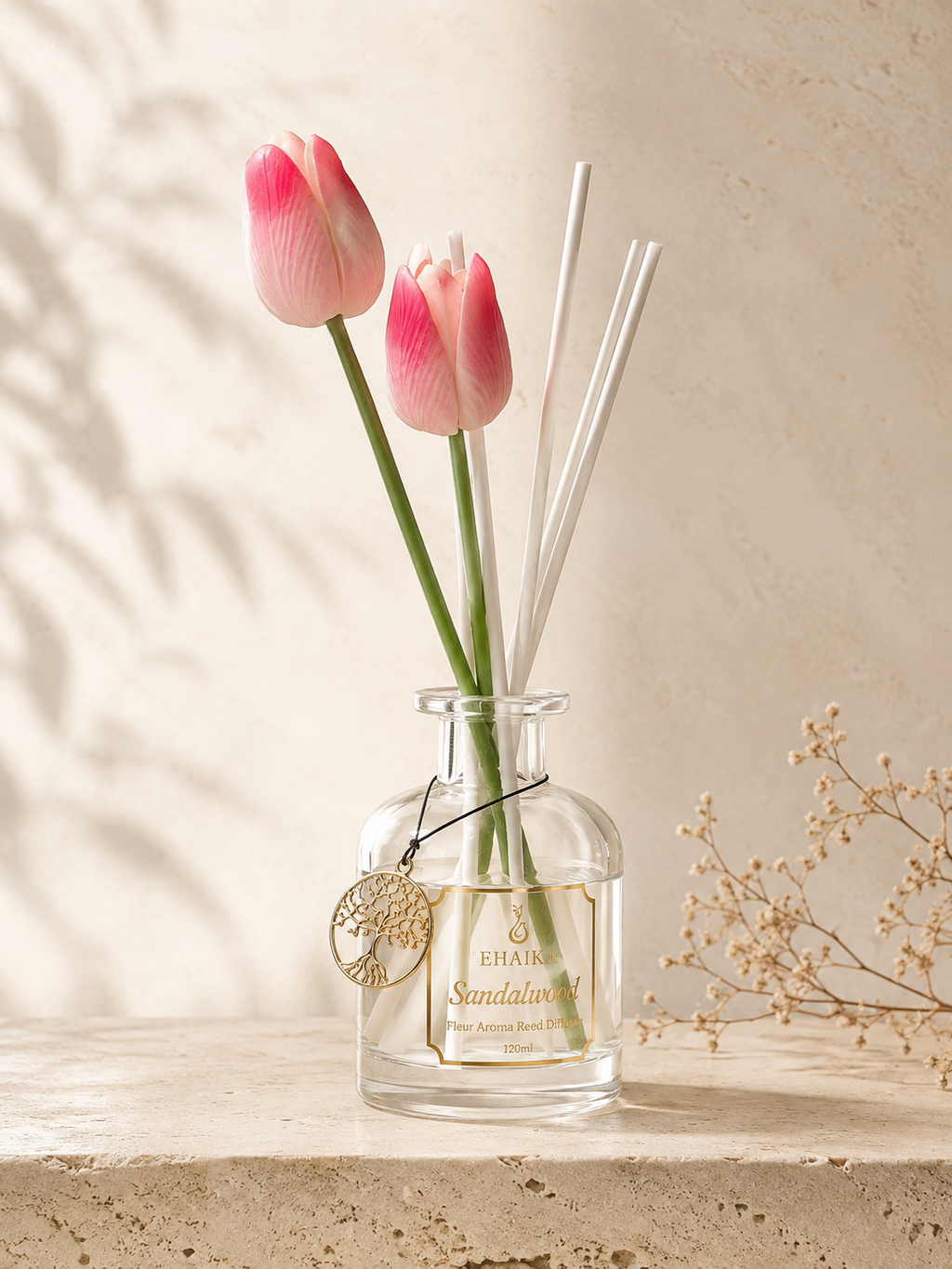 Sandalwood | EHAIKA Fleur Aroma Reed Diffuser 120ml | Elegant Home Fragrance