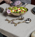 EHAIKA Salad Bowl & Server Set – Enamelled Aluminium Morning Glory Flower With Ombre Lilac Coloured Class