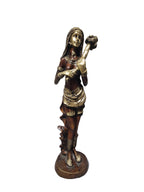 Large size solid brass bronze Tribe lady with flower standing design home office restaurant display decoration in Singapore