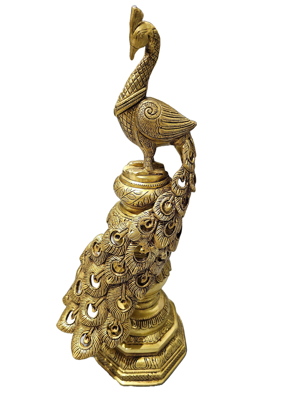 Large size solid brass bronze golden peacock standing design home office restaurant decor display decorative in Singapore