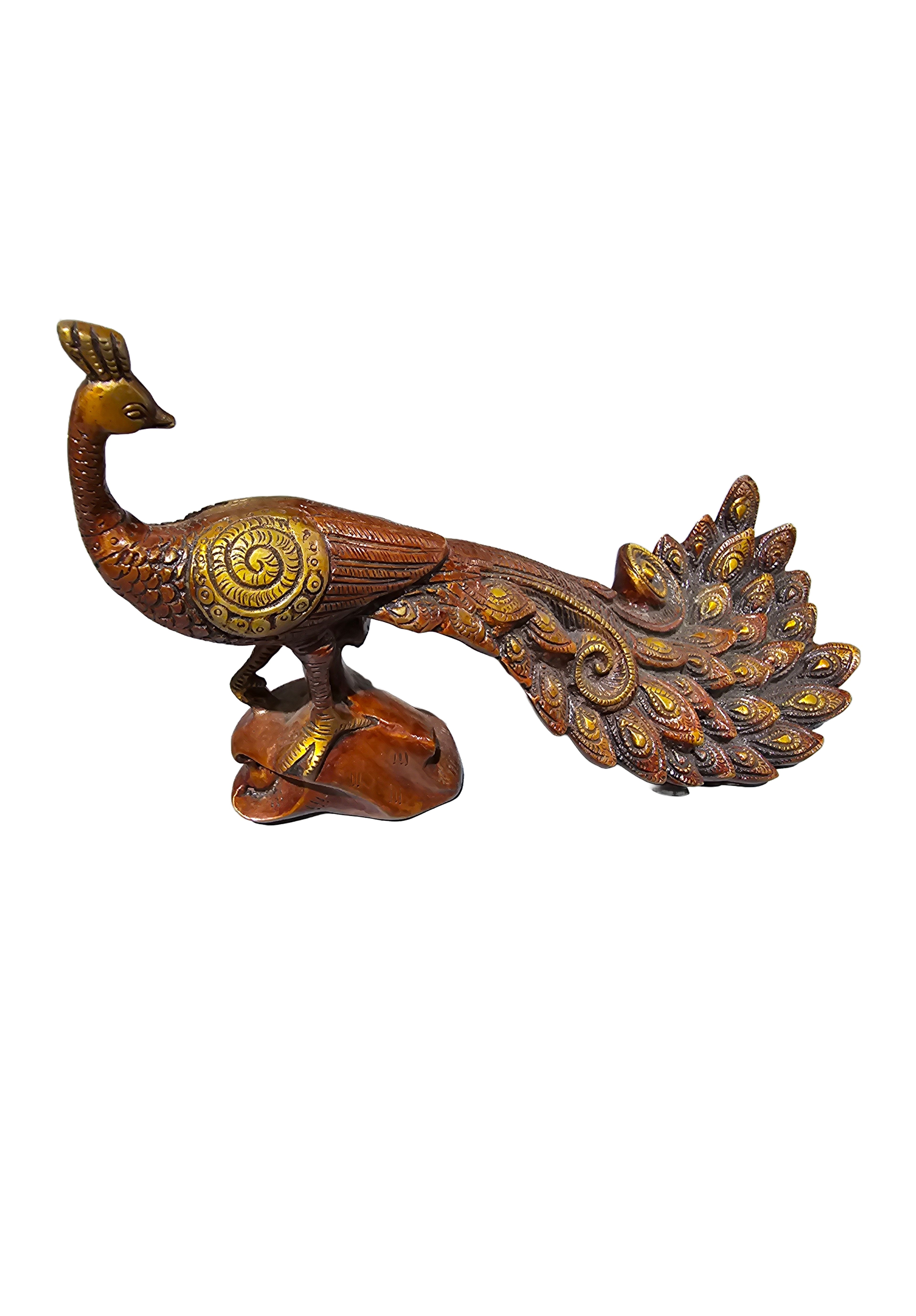 Solid tabletop brass bronze colour peacock standing design home office restaurant display decorative